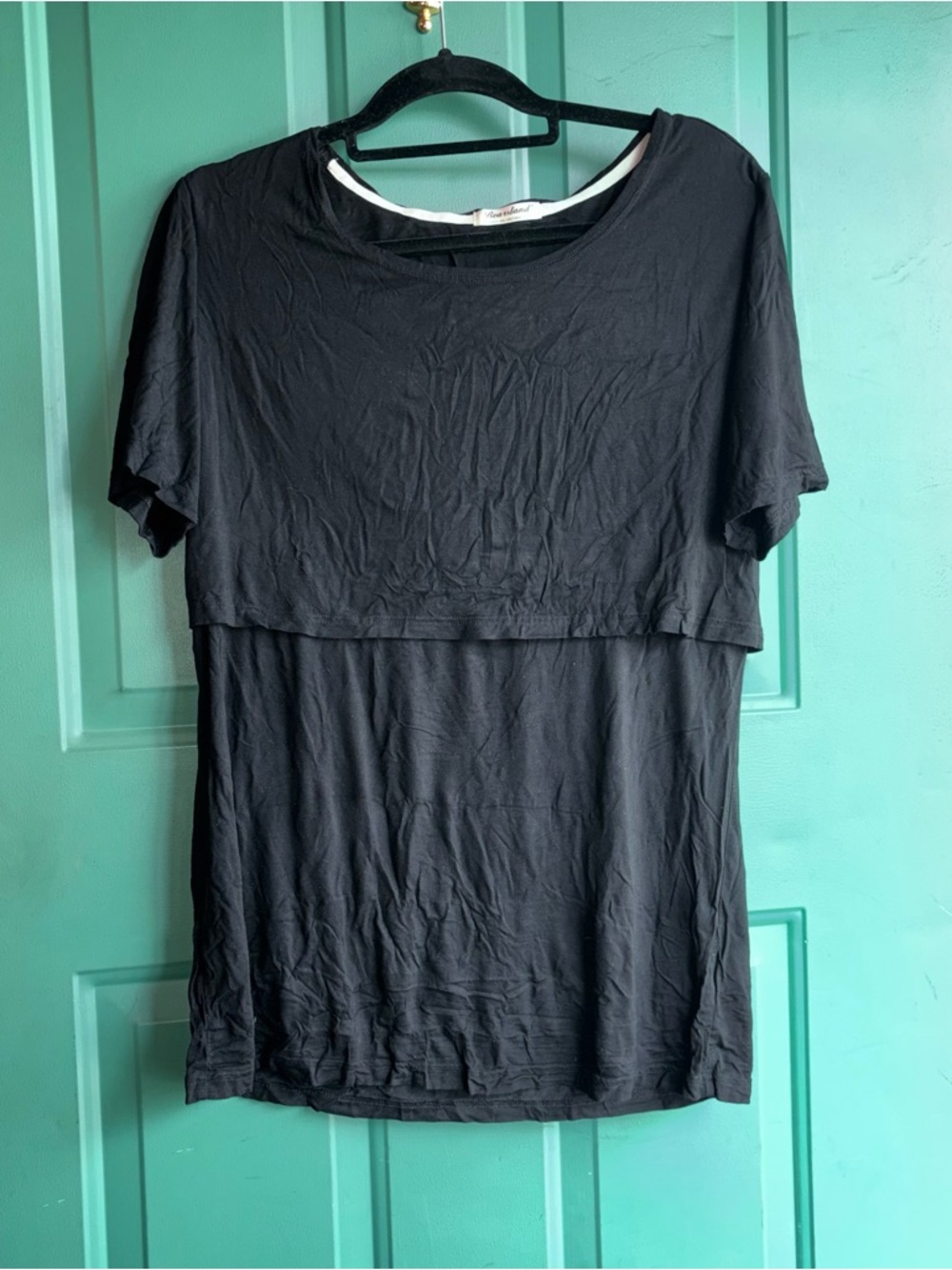 Bearsland XXL Black Layered Short Sleeve Nursing Top
